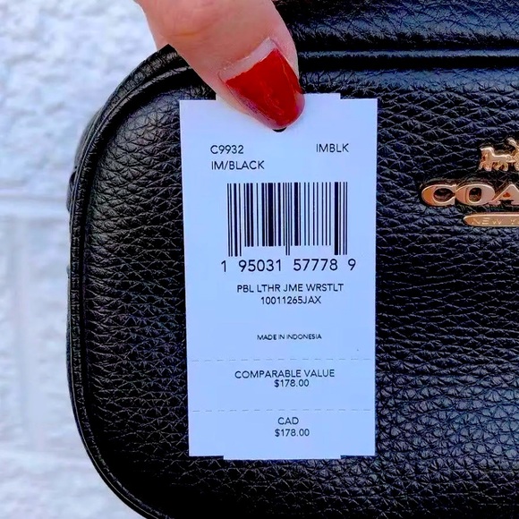 Coach Jamie Wristlet/clutch In Gold/Black Refined pebble leather NWOT - Picture 6 of 14